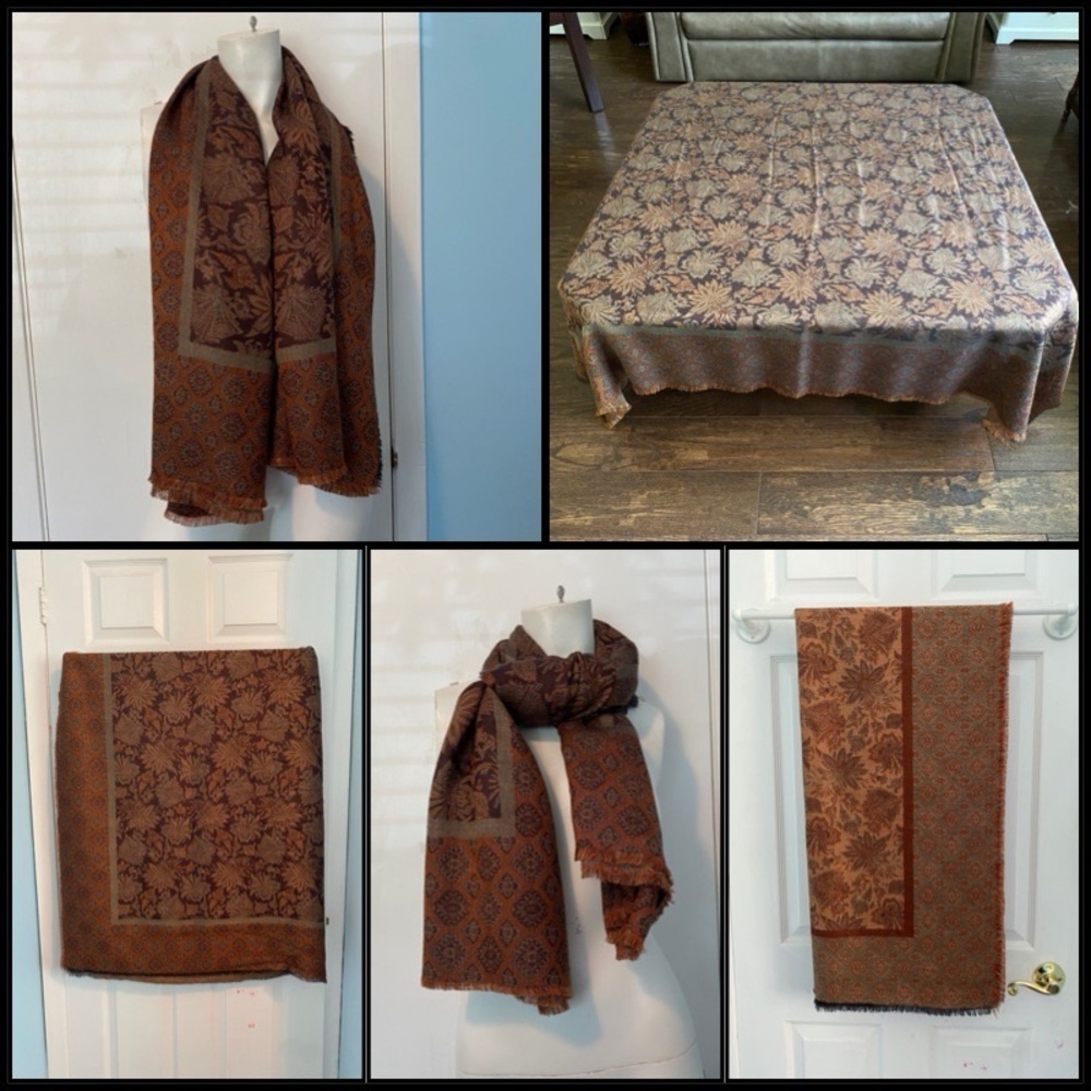Reversable Chocolate Brown Shawl / Scarf / Table Topper